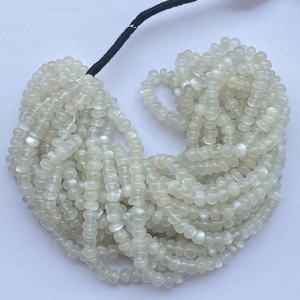4mm 6mm pierre de lune blanche naturelle lisse Rondelle perles brin chaîne fabrication de bijoux bracelets colliers semi précieux maintenant - Product Image 3