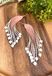 Pendientes de cuentas bohemias con flecos en cascada Andy de diseño turquesa, regalo de joyería único - Product Image 4