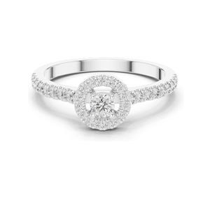 Bague halo en diamant de laboratoire 0,309 CT pour femmes, clarté VVS-VS EF, or 18 carats, 14 carats, 10 carats et argent 925, or rose, or jaune, or blanc - Product Image 1