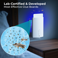 Piège à insectes volants intelligent avec capteur de lumière, triple LED UVA d'attraction et plaque de colle forte pour usage domestique et commercial