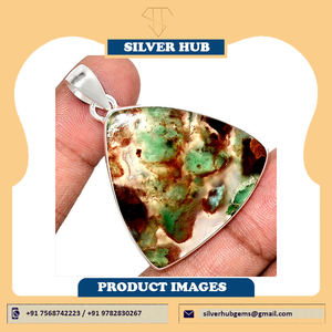 Limón crisoprasa Natural 925 plata esterlina sólida colgante de piedras preciosas joyería hecha a mano para proveedor mayorista a precio a granel - Product Image 4