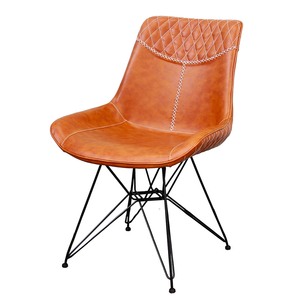Aster <b>Dining</b> <b>Chair</b> with Leather Upholstery and Metal Legs - Product Image 1