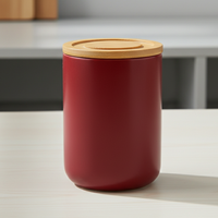 Recipientes de Cerámica de Alta Calidad 3460042, Estilo Nórdico, Herméticos, para Té, Café y Azúcar, con Tapa de Bambú, Duraderos, de Porcelana, para Mantener la Frescura