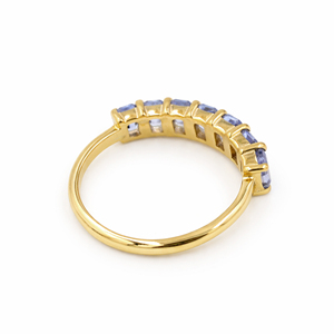 Anillo de Tanzanita Octogonal de Siete Piedras, Plata de Ley 925, Chakra Azul Espiritual, Anillo de Diseño - Product Image 2