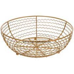 Cesta organizadora de almacenamiento decorativa para el hogar y la cocina con base de madera recubierta de polvo de hierro negro de metal indio - Product Image 3