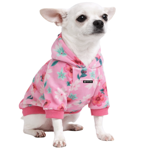 Sweat à capuche pour chien imprimé fleurs roses, en polaire douce, pull confortable et chaud pour l'hiver - Product Image 1