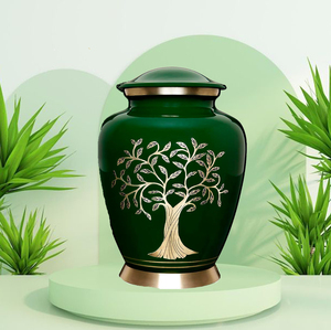 Urna y ataúd para mascotas elegante verde oscuro para adultos masculinos y femeninos Urna de cremación decorativa grande para uso funerario - Product Image 1