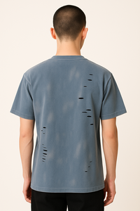 Camisetas de gran tamaño para hombre 100% algodón acanalado cuello redondo ropa de calle de alta calidad camiseta sólida personalizada para hombres - Product Image 5