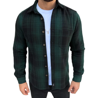 Chemise-veste à carreaux pour homme de haute qualité, à manches longues, boutonnée, avec poches, légère, pour un usage quotidien décontracté