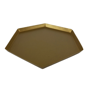 Luxury Hexagonal Shape Serving Plate for Restaurant <b>Table</b> Decor Hot Selling Kitchenware <b>Matt</b> Ocean Green Color Iron Metal - Product Image 2