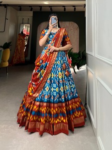 Excellente Qualité Style Moderne À La Mode Vêtements Tussar Soie Lehenga Choli & Dupatta Patola Imprimer Avec Feuille Travail À Vendre - Product Image 5