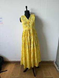 Vestido Maxi de Algodón con Estampado Floral, Estilo Cuello en V, Vestido con Nudo en el Hombro y Estampado Tie-Dye, Vestido Maxi sin Mangas con Estampado Floral - Product Image 2