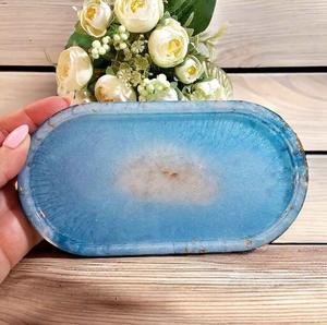 ถาดเรซิ่นตกแต่งหลากสี ถาดจัดระเบียบเครื่องสำอาง ของตกแต่งบ้าน ถาดเรซิ่นทรงรี ถาดวางของบนโต๊ะเครื่องแป้ง คุณภาพสูง - Product Image 5