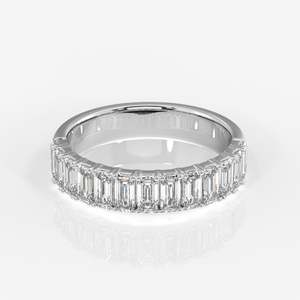 Lab Grown <b>Emerald</b> Cut Diamond Wedding <b>Ring</b> with 18k Gold Band - Product Image 4