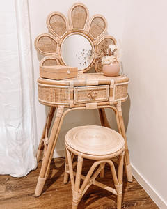 Boho Kids Little Daisy <b>Dresser</b> 100% Natural Rattan/Hardwood High Quality Flower Shape Modern Bedroom Living Room Includes <b>Mirror</b> - Product Image 4