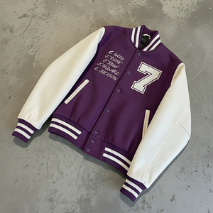 Chaqueta Universitaria de Lana de Lujo Personalizada, Letras y Logotipo Bordados, Manga de Gamuza, Chaqueta Universitaria con Letras, Chaquetas Universitarias - Product Image 5