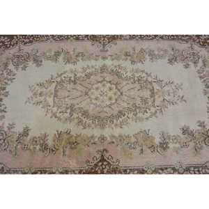 3,9x6,4 ft Turkish Rug, Vintage Area Rug, <b>Brown</b> Floral <b>Wool</b> Rug - Product Image 5