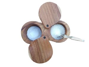 กล่องไม้ไผ่ใส่เกลือ2ชั้นโถเครื่องเทศกล่องเก็บเกลือกล่องไม้ไผ่ใส่เกลือและพริกไทยพร้อมฝาหมุนแม่เหล็กสำหรับสมุนไพรปรุงรส - Product Image 3