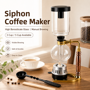 Cafetière à siphon moderne minimaliste en <span class=keywords><strong>verre</strong></span> borosilicate avec brûleur à alcool pour usage domestique sans filtre - Product Image 2