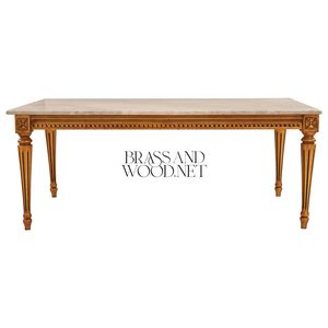 Mesa de Centro Rectangular de Lujo con Tapa de Mármol Premium y Detalles en Hoja de Oro Tallada a Mano para una Decoración Clásica de Sala de Estar - Product Image 3