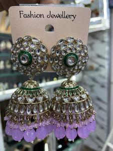 คอลเลคชั่นใหม่ล่าสุดเครื่องประดับอินเดียต่างหู Jhumka Kundan ต่างหูคอลเลกชันใหม่ล่าสุดของผู้หญิงต่างหูมีสไตล์คอลเลกชัน2024 - Product Image 2