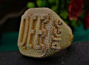 <b>Iced</b> Out Custom Letter VVS Moissanite Diamond Luxury <b>ring</b> 925 Silver Hip Hop Unisex Every Day Wear <b>Ring</b> - Product Image 5