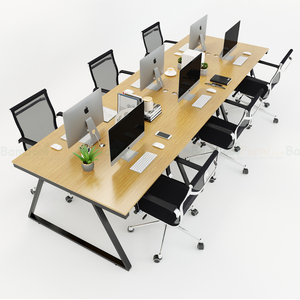 BFTB2013 TrapezBamboo II 6-Piece Cluster <b>Table</b> Foldable <b>Adjustable</b> Steel <b>Legs</b> Modern Office Furniture for Hotels Offices - Product Image 3
