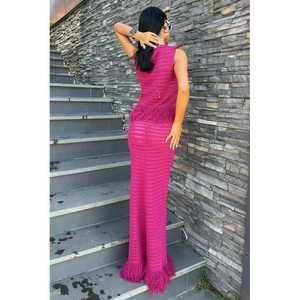 Openwork <b>Knit</b> <b>Set</b> 10086 with Tassel Detail Breathable Summer Feature - Product Image 3