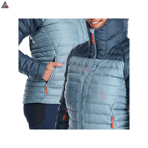 Vestes matelassées à capuche en toile tricotée légère et respirante sur mesure OEM, pour femmes, hiver, rembourrage en coton, logo personnalisé - Product Image 5