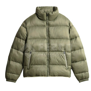 Cómoda chaqueta de invierno de burbujas con cuello levantado para adultos de secado rápido y hecha en Pakistán con logotipo frontal para hombres de talla grande - Product Image 1