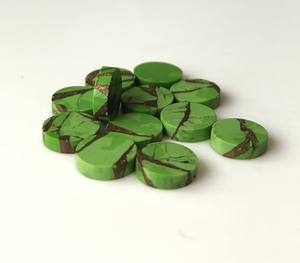 Piedras preciosas sueltas turquesas de cobre verde, cabujón de moneda de 4mm-20mm, piedras preciosas naturales planas de ambos lados, forma pulida plana calibrada - Product Image 1