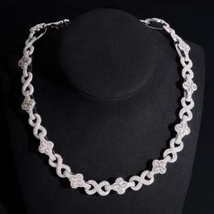 925 <b>Solid</b> <b>Silver</b> <b>Necklace</b> Bling Iced Out Vvs Round Moissanite Diamond 12mm Cuban Link Chain Men Hip Hop Jewelry - Product Image 2