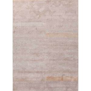 Alfombra de Lana y Seda de Bambú Azalea Beige Marrón, Anudada a Mano, 10 mm de Grosor, Patrón Geométrico Abstracto para el Hogar, Pasillo, Rectangular, AIWB-13025 - Product Image 1