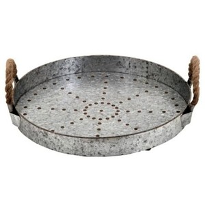 VISHAL HANDICRAFT Handcrafted <b>Large</b> Galvanized Metal Serving <b>Tray</b> Rectangular Round/Oval Shape Custom Logo for Home Hotel - Product Image 4