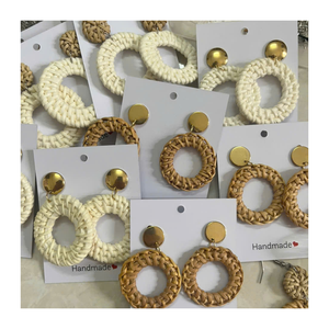 Classic accessories Handwoven Rattan <b>Earrings</b> Handmade Rattan <b>Earrings</b> Boho Style Rattan <b>Earrings</b> Tropical jewelry Boho Jewelry - Product Image 4