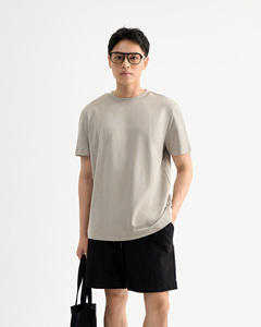 T-shirt à manches courtes pour homme 100% coton tricoté anti-rides écologique respirant confortable coupe régulière au quotidien - Product Image 1