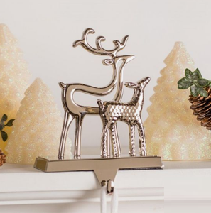 Reindeer Gold Finished Handmade Metal <b>Stocking</b> <b>Holder</b> Handmade Decorative High Demand Christmas <b>Stocking</b> Metal Ornament - Product Image 1