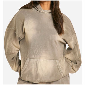 Sweat à capuche léger pour femme, délavé à l'acide, confortable, respirant, écologique, 100% coton molletonné, décontracté, hiver - Product Image 1