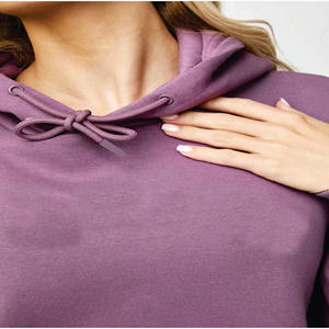 Sweat à capuche surdimensionné pour femme 80% coton 20% polyester arc linéaire capuche surdimensionnée prune - Product Image 6