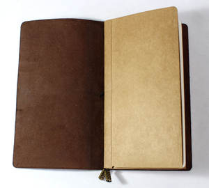 Carnet de notes en cuir relié A5, papier journal, logo personnalisé, bande élastique, planificateur noir en kraft, carnet d'étudiant - Product Image 6