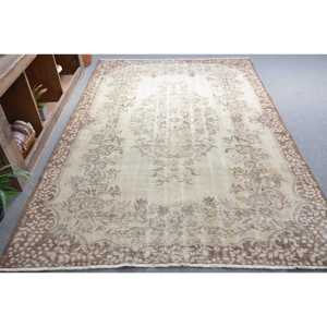 5.7x8.8 ft Turkish Rug, Rug, <b>Brown</b> Patchwork Rug <b>Wool</b> - Product Image 1