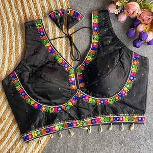 V-cổ nặng lụa không tay áo đẹp multithread làm việc và gương làm việc thực <span class=keywords><strong>KODI</strong></span> latkan làm bằng Viscose - Product Image 2