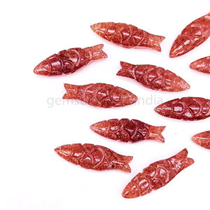 Perles de pierres précieuses sculptées en quartz fraise naturel poisson lisse breloques 8x25mm perles de sculpture en pierre de quartz pour la fabrication de bijoux en vrac - Product Image 3