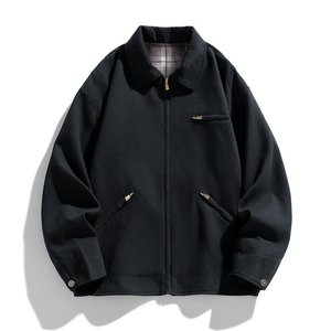 แจ็กเก็ตผ้าแคนวาสสำหรับผู้ชายเสื้อแจ็กเก็ตทำงานแนวสตรีทสำหรับใส่กลางแจ้งทรงโอเวอร์ไซส์สไตล์วินเทจซักได้ตามต้องการสำหรับฤดูหนาว - Product Image 3