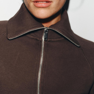 Sweat-shirt pour femmes avec fermeture à glissière et col haut et manches longues couleur unie design réglable coupe ajustée/surdimensionné 2026 - Product Image 6