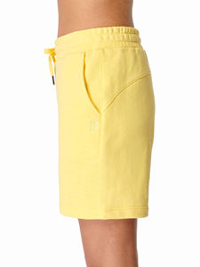 Short de yoga jaune moutarde personnalisable pour femme en coton solide vêtements de course d'été avec taille moyenne vente entière - Product Image 5