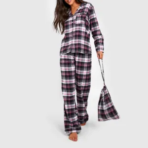 Setelan pakaian rumah flanel wanita, setelan baju tidur kasual bernafas, harga pabrik, set flanel