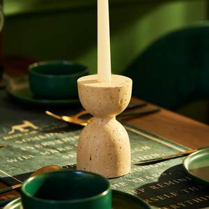 Bougeoir élégant en marbre noir et blanc naturel Qualité supérieure Design classique Parfait pour la décoration intérieure - Product Image 6