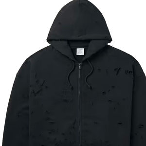 Heavyweight 100% algodón mezclado cremallera completa Sudadera con capucha 500gsm Oversized Thick Drop Shoulder Zip up Hoodie para hombres - Product Image 4