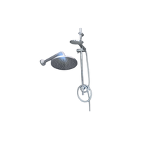 Colonne de douche extérieure avec pommeau de douche mural rond et mitigeur monocommande chromé pour salles de bains modernes et ajustables